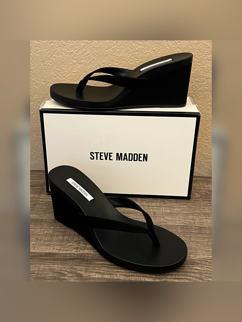 Steve Madden Playing Black Suede Design Heeled Sandals Size-8.5